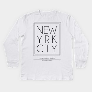 New Yrk Cty Minimal Typography Kids Long Sleeve T-Shirt